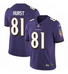Mens Nike Baltimore Ravens 81 Hayden Hurst Purple Team Color Vapor Untouchable Limited Player NFL Jersey Mens Nike Baltimore Ravens 81 Hayden Hurst Purple Team Color Vapor Untouchable Limited Player NFL Jersey