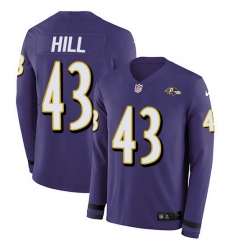 Nike Ravens 43 Justice Hill Purple Team Color Men Stitched NFL Limited Therma Long Sleeve Jersey Nike Ravens 43 Justice Hill Purple Team Color Men Stitched NFL Limited Therma Long Sleeve Jersey