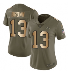 Nike Ravens #13 John Brown Olive Gold Womens Stitched NFL Limited 2017 Salute to Service Jersey Nike Ravens #13 John Brown Olive Gold Womens Stitched NFL Limited 2017 Salute to Service Jersey