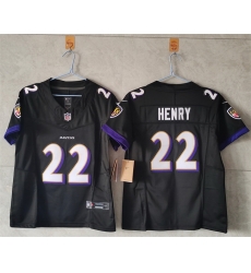 Women Baltimore Ravens 22 Derrick Henry Black Vapor Football Jersey 