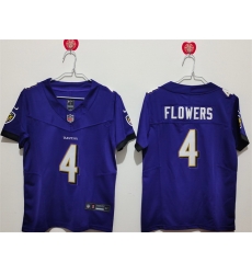 Women Baltimore Ravens 4 Zay Flowers Purple Vapor Football Jersey Women Baltimore Ravens 4 Zay Flowers Purple Vapor Football Jersey