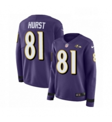 Womens Nike Baltimore Ravens 81 Hayden Hurst Limited Purple Therma Long Sleeve NFL Jersey Womens Nike Baltimore Ravens 81 Hayden Hurst Limited Purple Therma Long Sleeve NFL Jersey