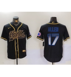 Men Buffalo Bills 17 Josh Allen Black Cool Base Stitched Baseball Jersey 9 Men Buffalo Bills 17 Josh Allen Black Cool Base Stitched Baseball Jersey 9