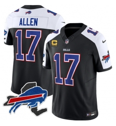 Men Buffalo Bills 17 Josh Allen Black White 2023 F U S E New York Patch And 4 Star C Patch Vapor Untouchable Limited Stitched Football JerseyS Men Buffalo Bills 17 Josh Allen Black White 2023 F U S E New York Patch And 4 Star C Patch Vapor Untouchable Limited Stitched Football JerseyS