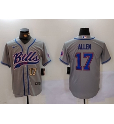 Men Buffalo Bills 17 Josh Allen Grey Team Cool Base Stitched Baseball Jersey Men Buffalo Bills 17 Josh Allen Grey Team Cool Base Stitched Baseball Jersey