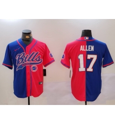 Men Buffalo Bills 17 Josh Allen Red Blue Team Cool Base Stitched Baseball Jersey 2 Men Buffalo Bills 17 Josh Allen Red Blue Team Cool Base Stitched Baseball Jersey 2