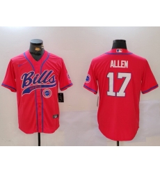 Men Buffalo Bills 17 Josh Allen Red Cool Base Stitched Baseball Jersey 2 Men Buffalo Bills 17 Josh Allen Red Cool Base Stitched Baseball Jersey 2