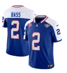 Men Buffalo Bills 2 Tyler Bass Blue White 2023 F U S E 35th And 75th Patch Throwback Vapor Untouchable Limited Stitched Jersey Men Buffalo Bills 2 Tyler Bass Blue White 2023 F U S E 35th And 75th Patch Throwback Vapor Untouchable Limited Stitched Jersey