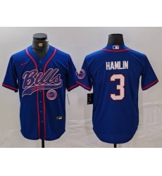 Men Buffalo Bills 3 Damar Hamlin Blue With Patch Cool Base Stitched Baseball Jersey 1 Men Buffalo Bills 3 Damar Hamlin Blue With Patch Cool Base Stitched Baseball Jersey 1