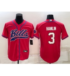 Men Buffalo Bills 3 Damar Hamlin Red With Patch Cool Base Stitched Baseball Jersey Men Buffalo Bills 3 Damar Hamlin Red With Patch Cool Base Stitched Baseball Jersey