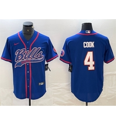 Men Buffalo Bills 4 James Cook Blue With Patch Cool Base Stitched Baseball Jersey Men Buffalo Bills 4 James Cook Blue With Patch Cool Base Stitched Baseball Jersey