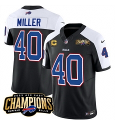 Men Buffalo Bills 40 Von Miller Black White 2023 F U S E AFC East Champions With 4 Star C Ptach Stitched Football Jersey Men Buffalo Bills 40 Von Miller Black White 2023 F U S E AFC East Champions With 4 Star C Ptach Stitched Football Jersey