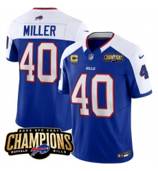 Men Buffalo Bills 40 Von Miller Blue White 2023 F U S E AFC East Champions With 4 Star C Ptach Stitched Football Jersey Men Buffalo Bills 40 Von Miller Blue White 2023 F U S E AFC East Champions With 4 Star C Ptach Stitched Football Jersey