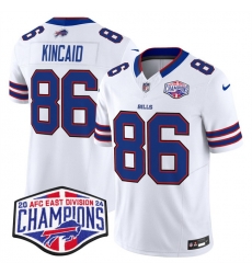 Men Buffalo Bills 86 Dalton Kincaid White F U S E 2024 AFC East Division Champions Vapor Limited Stitched Football Jersey Men Buffalo Bills 86 Dalton Kincaid White F U S E 2024 AFC East Division Champions Vapor Limited Stitched Football Jersey
