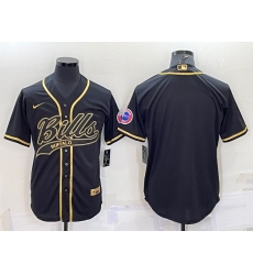 Men Buffalo Bills Blank Black Gold With Patch Cool Base Stitched Baseball Jersey Men Buffalo Bills Blank Black Gold With Patch Cool Base Stitched Baseball Jersey