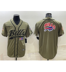 Men Buffalo Bills Olive Salute To Service Team Big Logo Cool Base Stitched Baseball Jersey Men Buffalo Bills Olive Salute To Service Team Big Logo Cool Base Stitched Baseball Jersey