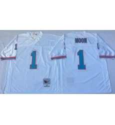 Men Oilers 1 Moon White M&N Throwback Jersey Men Oilers 1 Moon White M&N Throwback Jersey