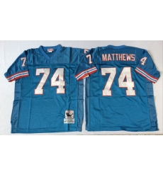 Men Oilers 74 Bruce Matthews Blue M&N Throwback Jersey Men Oilers 74 Bruce Matthews Blue M&N Throwback Jersey
