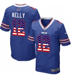 Mens Nike Buffalo Bills 12 Jim Kelly Elite Royal Blue Home USA Flag Fashion NFL Jersey Mens Nike Buffalo Bills 12 Jim Kelly Elite Royal Blue Home USA Flag Fashion NFL Jersey