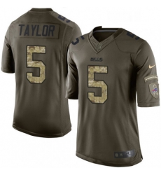 Mens Nike Buffalo Bills 5 Tyrod Taylor Limited Green Salute to Service NFL Jersey