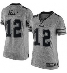 Nike Bills #12 Jim Kelly Gray Womens Stitched NFL Limited Gridiron Gray Jersey Nike Bills #12 Jim Kelly Gray Womens Stitched NFL Limited Gridiron Gray Jersey