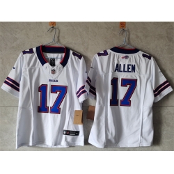 Women Buffalo Bills 17 Josh Allen White 2023 F U S E  Vapor Untouchable Limited Stitched Football Jersey 