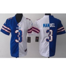 Women Nike Buffalo Bills 3 EJ Manuel Blue White Split Jerseys Women Nike Buffalo Bills 3 EJ Manuel Blue White Split Jerseys