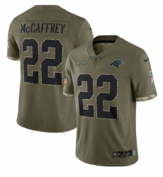 Men Carolina Panthers 22 Christian McCaffrey Olive 2022 Salute To Service Limited Stitched Jersey Men Carolina Panthers 22 Christian McCaffrey Olive 2022 Salute To Service Limited Stitched Jersey