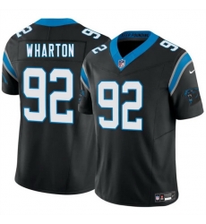 Men Carolina Panthers 92 Tershawn Wharton Black 2025 F U S E  Vapor Limited Stitched Football Jersey