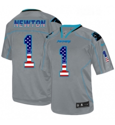 Mens Nike Carolina Panthers 1 Cam Newton Elite Grey USA Flag Fashion NFL Jersey Mens Nike Carolina Panthers 1 Cam Newton Elite Grey USA Flag Fashion NFL Jersey