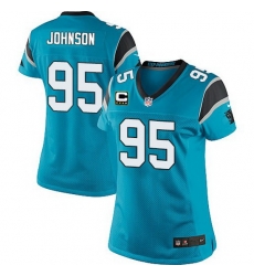 Nike Panthers #95 Charles Johnson Blue Team Color Women Stitched NFL Jersey Nike Panthers #95 Charles Johnson Blue Team Color Women Stitched NFL Jersey