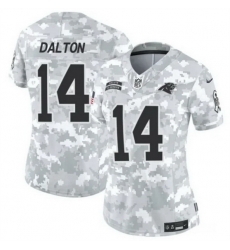 Women Carolina Panthers 14 Andy Dalton 2024 F U S E Arctic Camo Salute To Service Limited Stitched Football Jersey Women Carolina Panthers 14 Andy Dalton 2024 F U S E Arctic Camo Salute To Service Limited Stitched Football Jersey