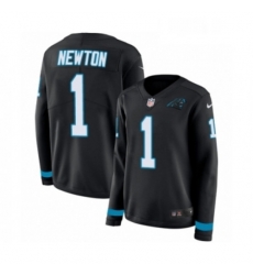 Womens Nike Carolina Panthers 1 Cam Newton Limited Black Therma Long Sleeve NFL Jersey Womens Nike Carolina Panthers 1 Cam Newton Limited Black Therma Long Sleeve NFL Jersey