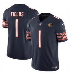 Men Chicago Bears 1 Justin Fields Navy 2023 F U S E With John Madden Patch Vapor Limited Stitched Football Jersey Men Chicago Bears 1 Justin Fields Navy 2023 F U S E With John Madden Patch Vapor Limited Stitched Football Jersey