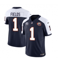 Men Chicago Bears 1 Justin Fields Navy White 2023 F U S E With 1 Star C PatchThrowback Limited Stitched Football Jersey Men Chicago Bears 1 Justin Fields Navy White 2023 F U S E With 1 Star C PatchThrowback Limited Stitched Football Jersey