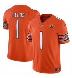 Men Chicago Bears 1 Justin Fields Orange 2023 F U S E With John Madden Patch Vapor Limited Stitched Football Jersey Men Chicago Bears 1 Justin Fields Orange 2023 F U S E With John Madden Patch Vapor Limited Stitched Football Jersey