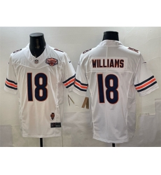 Men Chicago Bears 18 Caleb Williams White F U S E 2025 NFC North Division Champions 26 Illinois Patch Stitched Football Jersey Men Chicago Bears 18 Caleb Williams White F U S E 2025 NFC North Division Champions 26 Illinois Patch Stitched Football Jersey