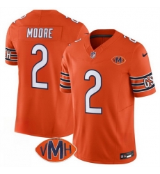 Men Chicago Bears 2 D J  Moore Orange 2025 F U S E  With VMH Patch Vapor Untouchable Limited Stitched Football Jersey