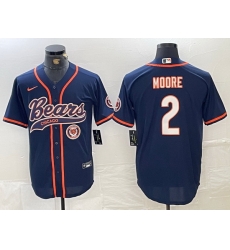 Men Chicago Bears 2 DJ Moore Navy With Patch Cool Base Stitched Baseball Jersey 2 Men Chicago Bears 2 DJ Moore Navy With Patch Cool Base Stitched Baseball Jersey 2