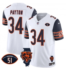 Men Chicago Bears 34 Walter Payton White Navy F U S E With Illinois And No 51 Patch Stitched Football Jersey Men Chicago Bears 34 Walter Payton White Navy F U S E With Illinois And No 51 Patch Stitched Football Jersey