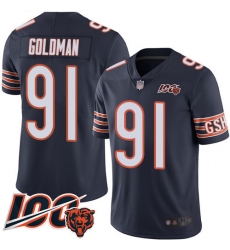 Men Chicago Bears 91 Eddie Goldman Navy Blue Team Color 100th Season Limited Football Jersey Men Chicago Bears 91 Eddie Goldman Navy Blue Team Color 100th Season Limited Football Jersey