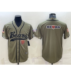 Men Chicago Bears Olive 2022 Salute To Service Team Big Logo Cool Base Stitched Baseball Jersey II Men Chicago Bears Olive 2022 Salute To Service Team Big Logo Cool Base Stitched Baseball Jersey II