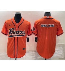 Men Chicago Bears Orange Team Big Logo With Patch Cool Base Stitched Baseball Jersey Men Chicago Bears Orange Team Big Logo With Patch Cool Base Stitched Baseball Jersey