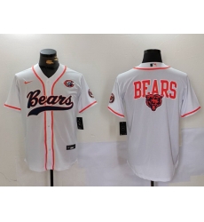 Men Chicago Bears White Team Big Logo With Patch Cool Base Stitched Baseball Jersey 1 Men Chicago Bears White Team Big Logo With Patch Cool Base Stitched Baseball Jersey 1