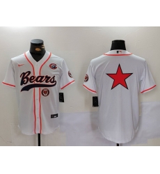 Men Chicago Bears White Team Big Logo With Patch Cool Base Stitched Baseball Jersey 2 Men Chicago Bears White Team Big Logo With Patch Cool Base Stitched Baseball Jersey 2