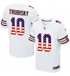 Mens Nike Chicago Bears 10 Mitchell Trubisky Elite White Road USA Flag Fashion NFL Jersey Mens Nike Chicago Bears 10 Mitchell Trubisky Elite White Road USA Flag Fashion NFL Jersey