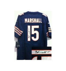 Nike Chicago Bears 15 Brandon Marshall Blue Elite Signed NFL Jersey Nike Chicago Bears 15 Brandon Marshall Blue Elite Signed NFL Jersey