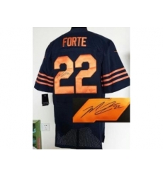 Nike Chicago Bears 22 Matt Forte Blue Elite Orange Number Signed NFL Jersey Nike Chicago Bears 22 Matt Forte Blue Elite Orange Number Signed NFL Jersey