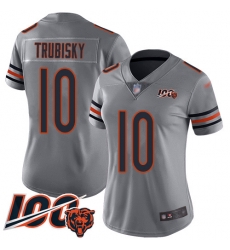 Women Chicago Bears 10 Mitchell Trubisky Limited Silver Inverted Legend 100th Season Football Jersey Women Chicago Bears 10 Mitchell Trubisky Limited Silver Inverted Legend 100th Season Football Jersey