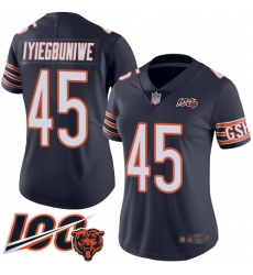 Women Chicago Bears 45 Joel Iyiegbuniwe Navy Blue Team Color 100th Season Limited Football Jersey Women Chicago Bears 45 Joel Iyiegbuniwe Navy Blue Team Color 100th Season Limited Football Jersey
